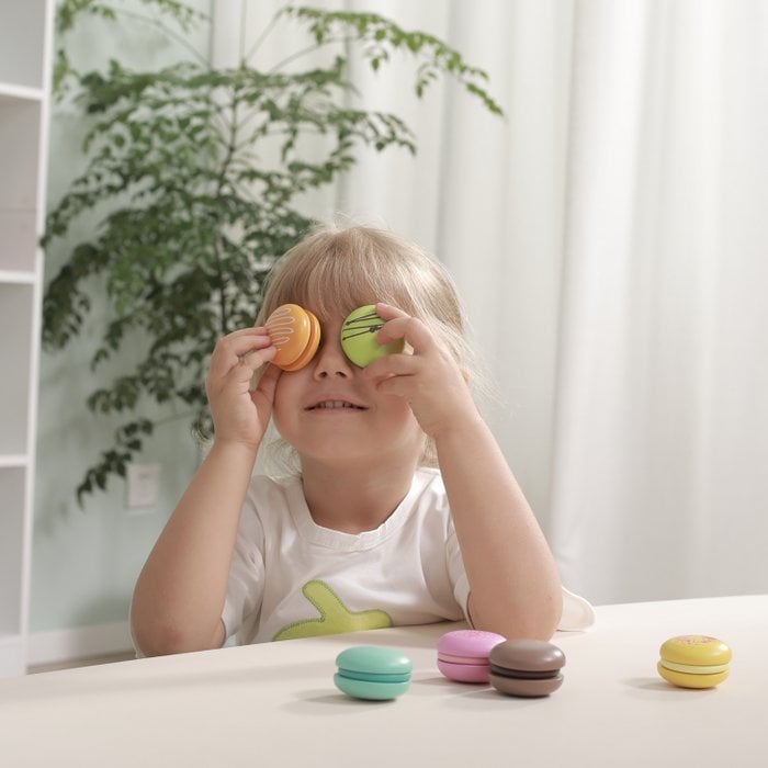 Set van 6 Houten Macarons