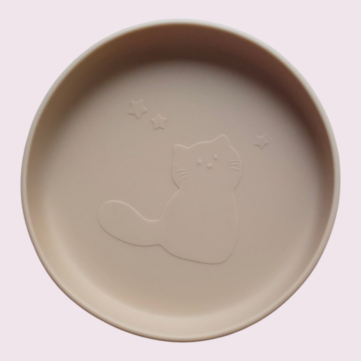 Siliconen kinderservies set kat | Met zuignap | Met kom en lepel | Beige