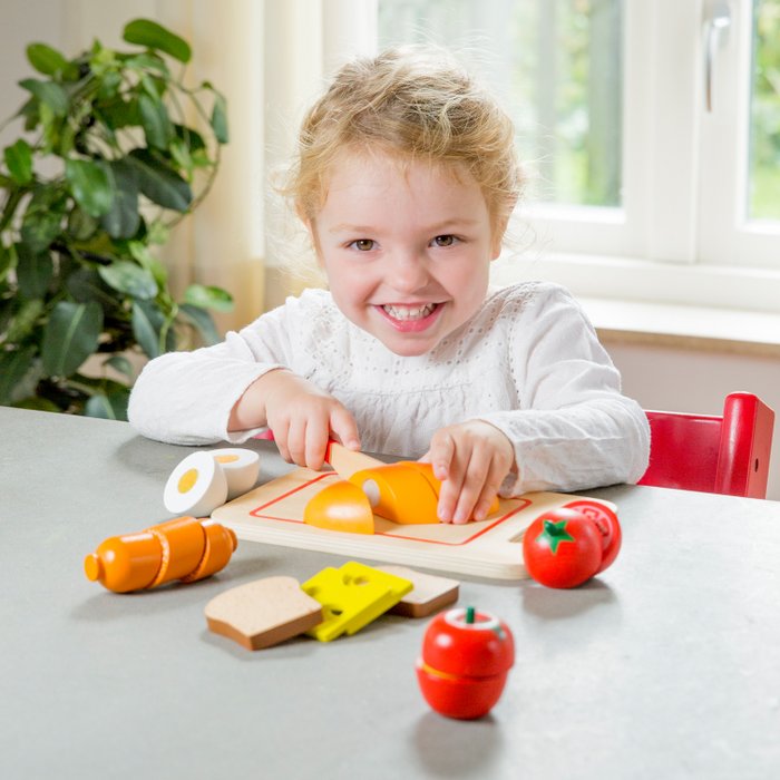 Ontbijt Snijset | Houten Speelgoed Eten met Snijplank en Mes
