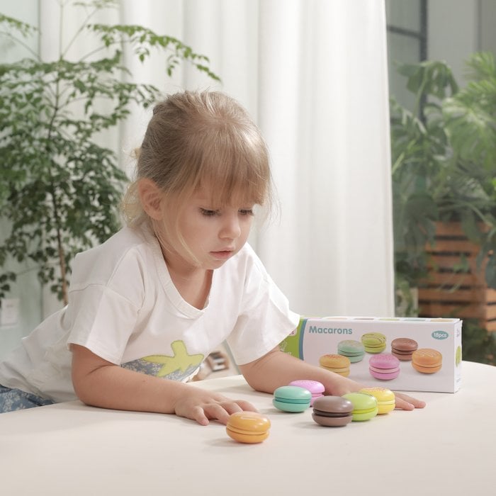 Set van 6 Houten Macarons