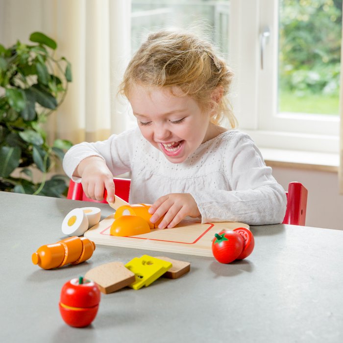 Ontbijt Snijset | Houten Speelgoed Eten met Snijplank en Mes