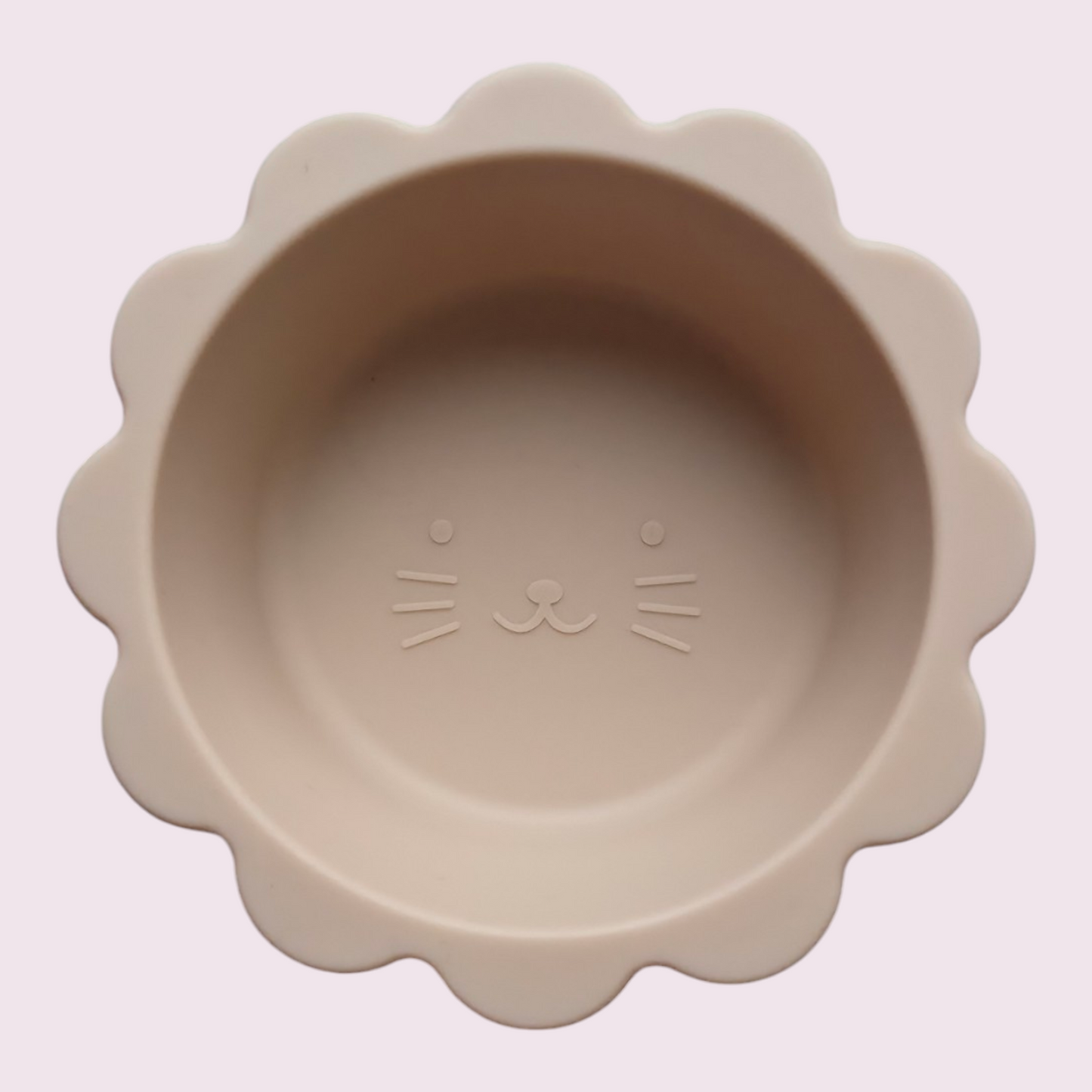 Siliconen kinderservies set kat | Met zuignap | Met kom en lepel | Beige