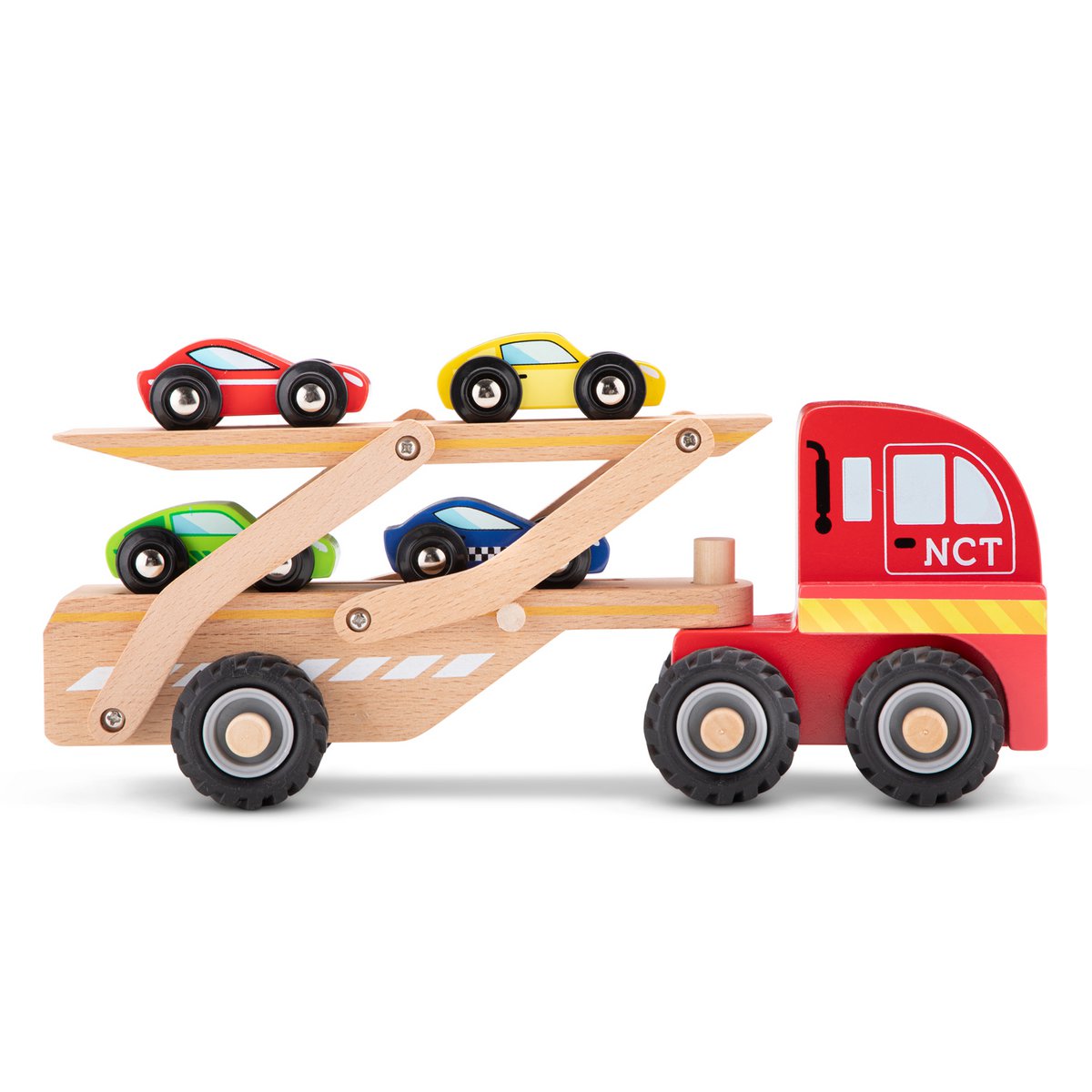 Houten autotransporter | inclusief 4 auto's