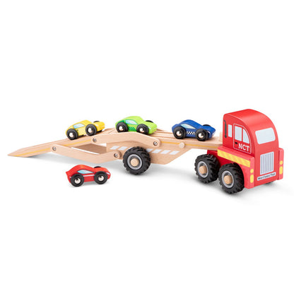 Houten autotransporter | inclusief 4 auto's