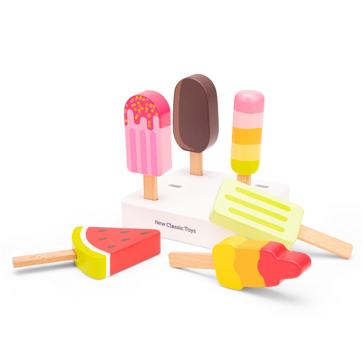 Set van 6 houten ijslolly's