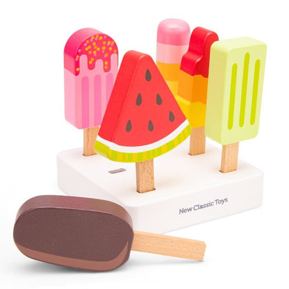 Set van 6 houten ijslolly's
